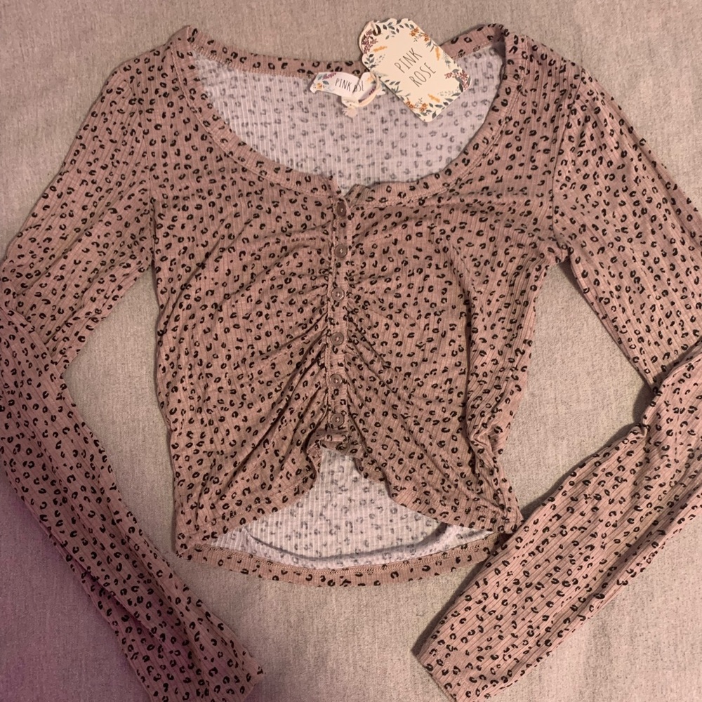 Leopard print long sleeve top